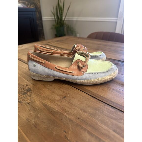 Sam Edelman Espadrille Sebastian Boat Shoes Loafers Leather Canvas Size 8.5 - Picture 1 of 10